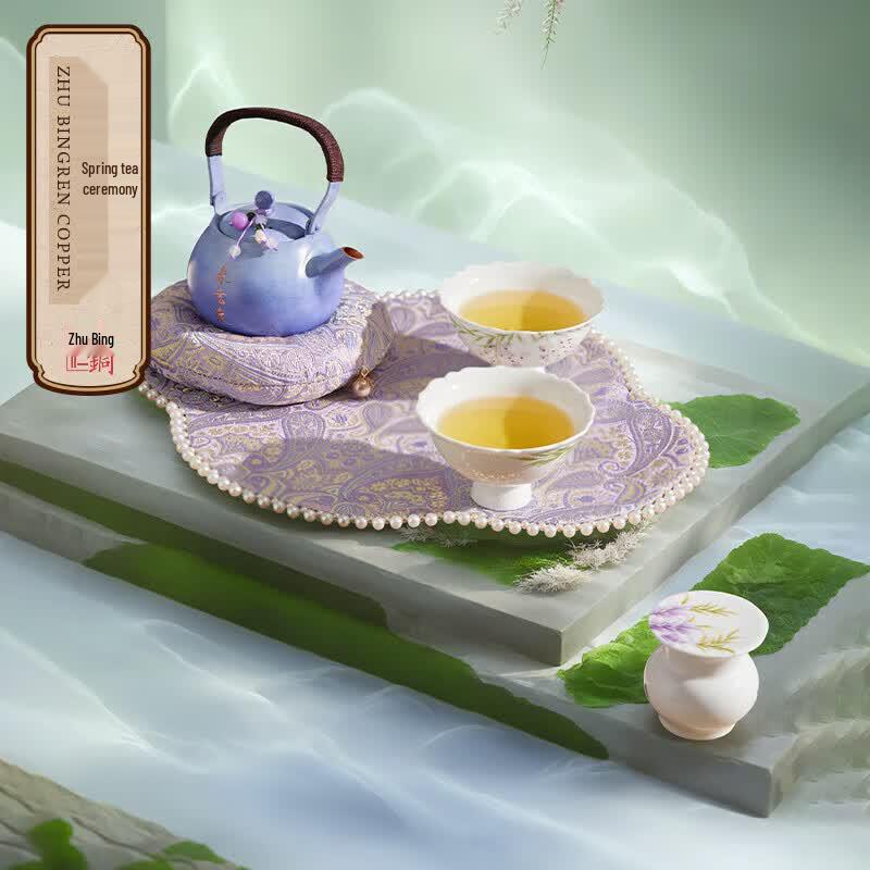 Zhu Bingren Copper Handmade Antibacterial Health Tea Set