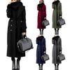 Sobretudo Trench Coat Longo Feminino Abotoadura Dupla Lapela Clássica Casaco Peacoat com Cinto Outono Inverno Casaco Casual