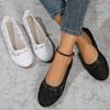 Women's Plus Size Cutout Breathable Shallow Mouth Soft Sole Cloth Shoes New Casual Flat Low Single Shoes
