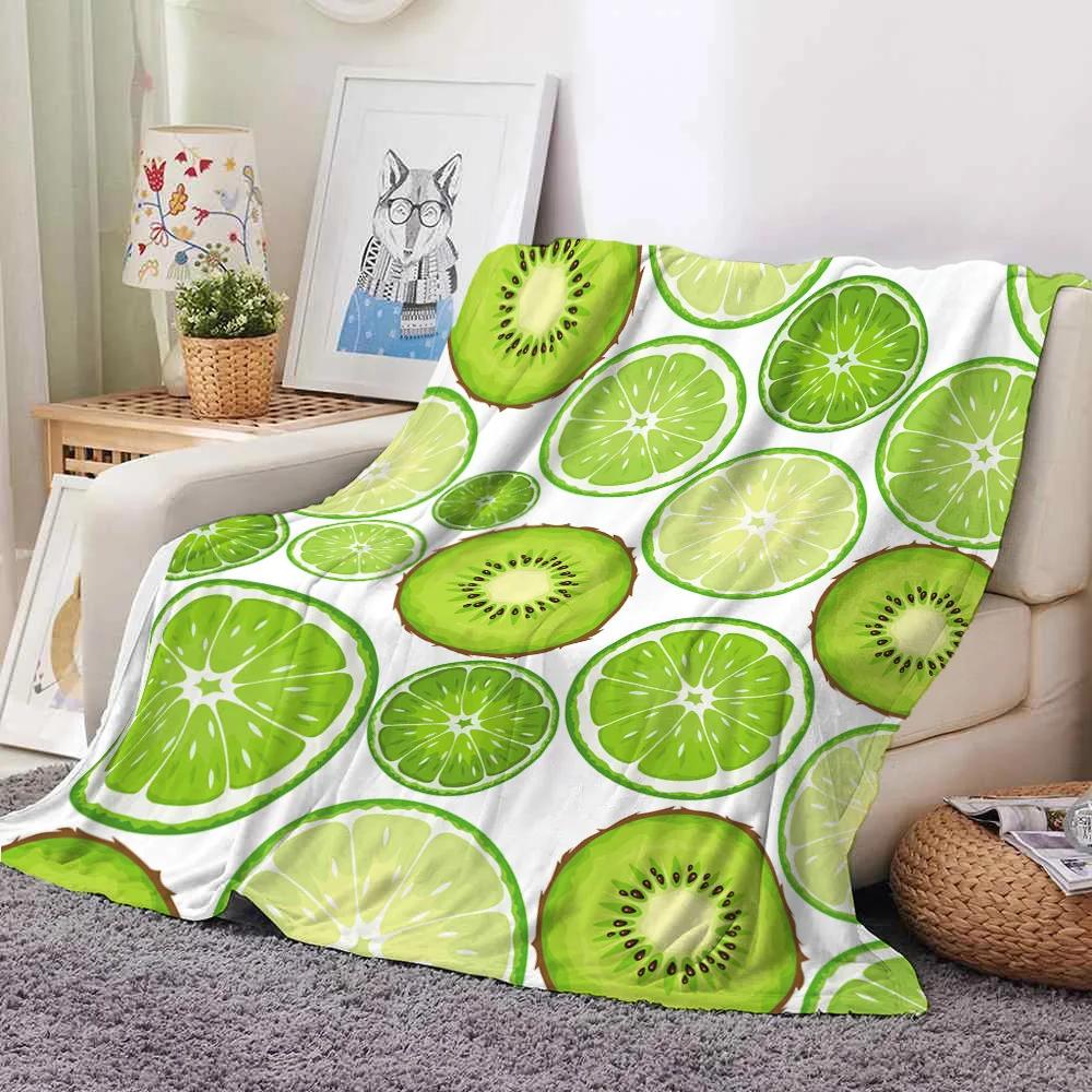 Fresh Fruits Pattern Throw Blanket Watermelon Cherry Flannel Blanket for Bed Sofa Couch Blanket King Queen Size Super Soft Warm