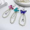 Cute Pendant Keychain with Butterfly Exquisite Pearls Beaded Rings Pendant Keyring Butterfly Keychain Handbag Pendant