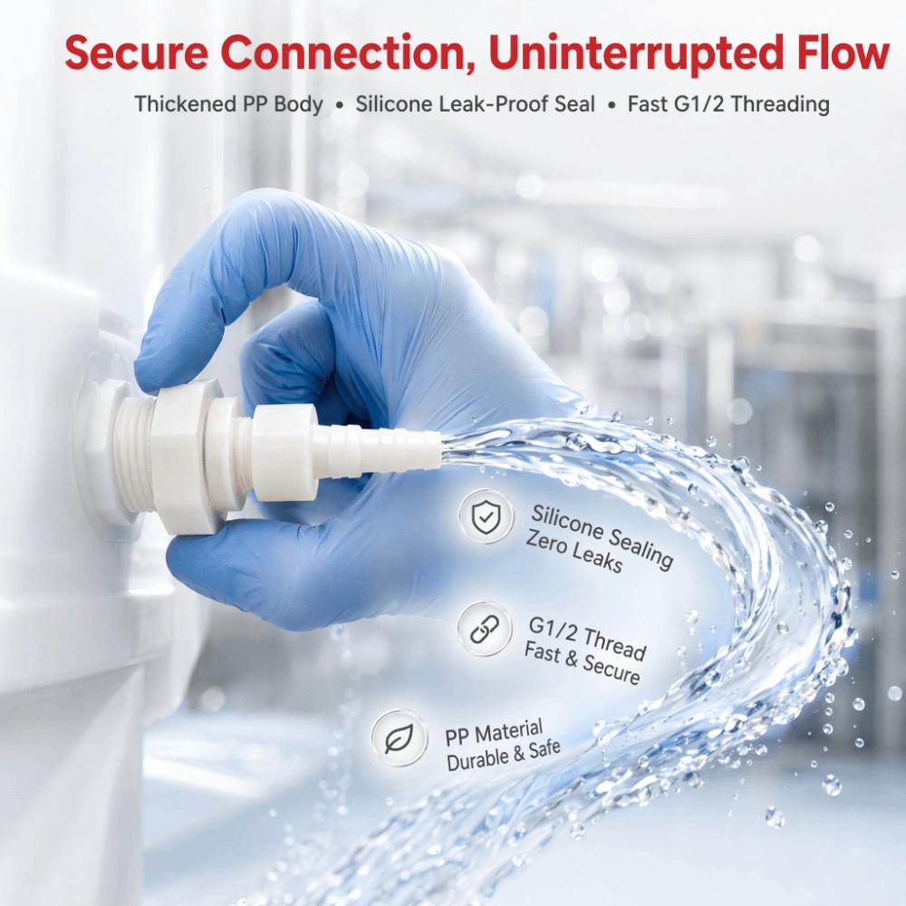 10Pcs PP Water Tank Hose Connector G1/2 Thread Water Tank Hose Fitting Chicken Water Dispenser