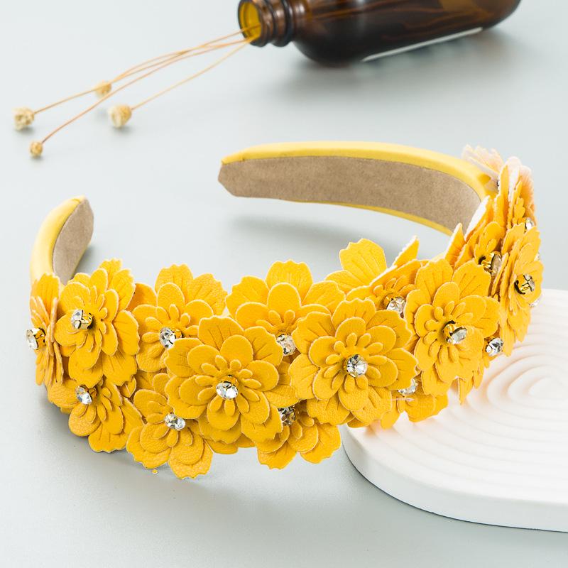 Vintage Rhinestone Floral Headband – Trendy Korean-Style Colorful Women's Hair Accessory