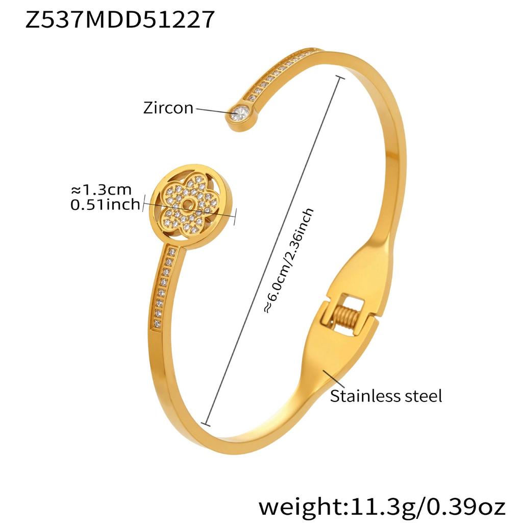18k Gold-Plated Zircon Bamboo Bracelet Set: Geometric, European & American Style
