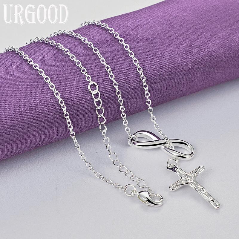 925 Sterling Silver Cross Pendant Necklace Wedding Charm Jewelry