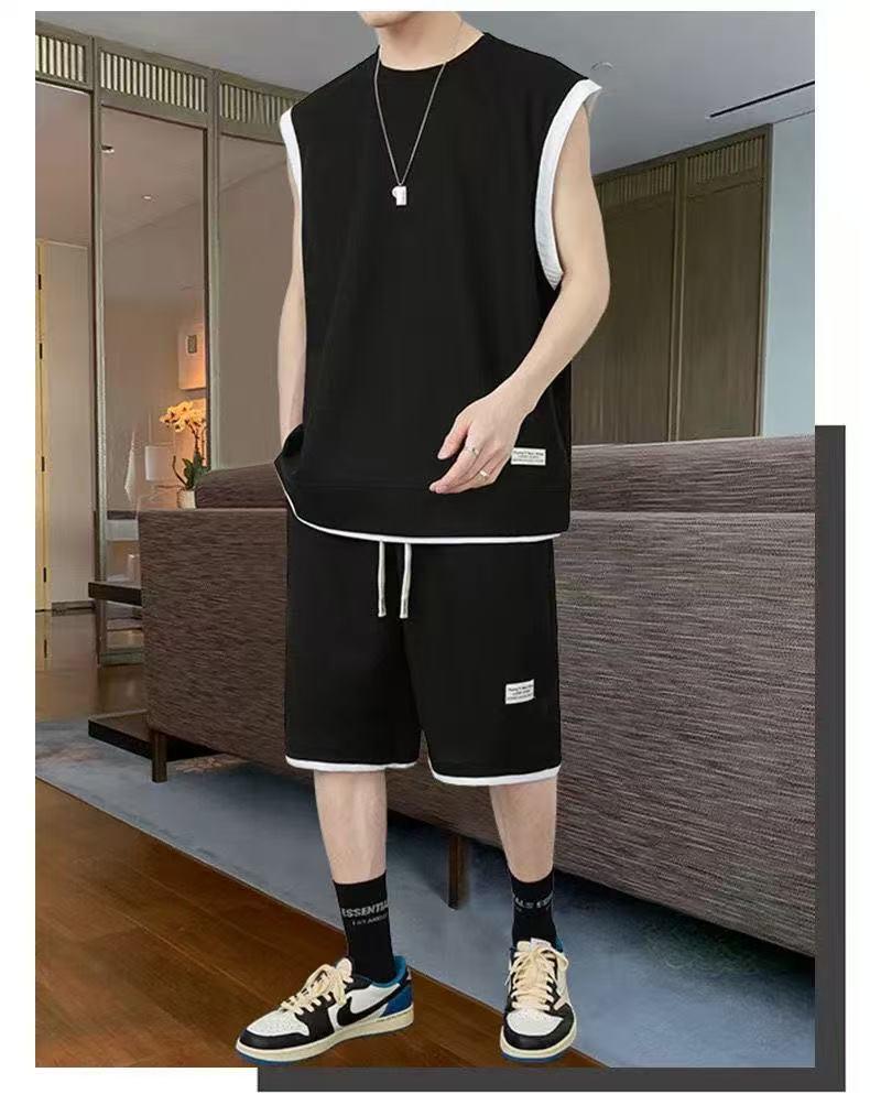 Men's Summer Trendy Casual Sports Waffle Tank Top Set