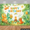 2D Kids Dinosaur Happy Birthday Backdrop Jungle Volcano Background