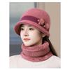 Outdoor Elderly Middle Aged Winter Beanie Hat Scarf Fleece Lining Warm Knit Bucket Hat Windproof Hat Scarf Set for Women