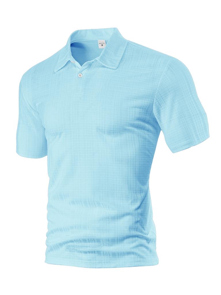 New Arrival Men's Summer Lightweight Solid-Colour Short-Sleeved Small-Check Collared Shirt