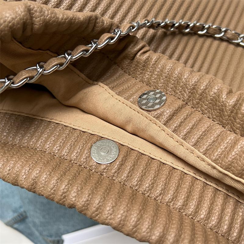 Fold Shoulder Bags for Women 2024 Winter New In Vintage Chain Large Capacity Leather Handbags Travel Totes Bag