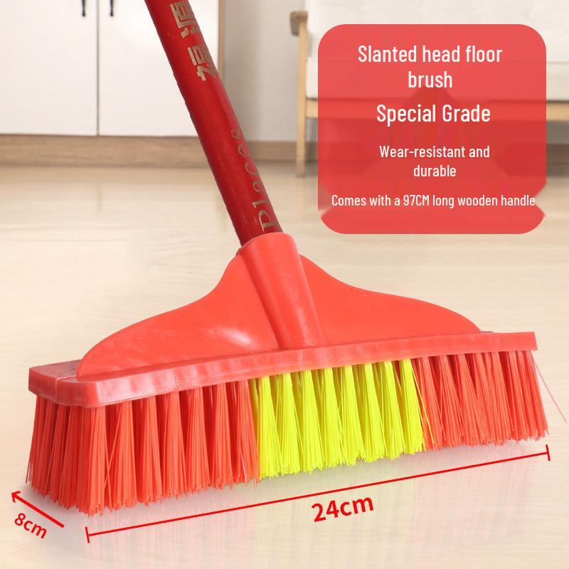 Durable Long-Handle Bathroom Corner Brush with Hard Bristles for Tile and Floor Cleaning