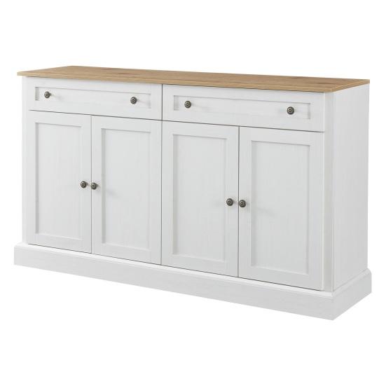 Küchenvorratskammer Patchwork Farbe Großes Sideboard mit 4 Türen und 2 Schubladen Moderner Buffet-Schrank für Esszimmer Wohnzimmer