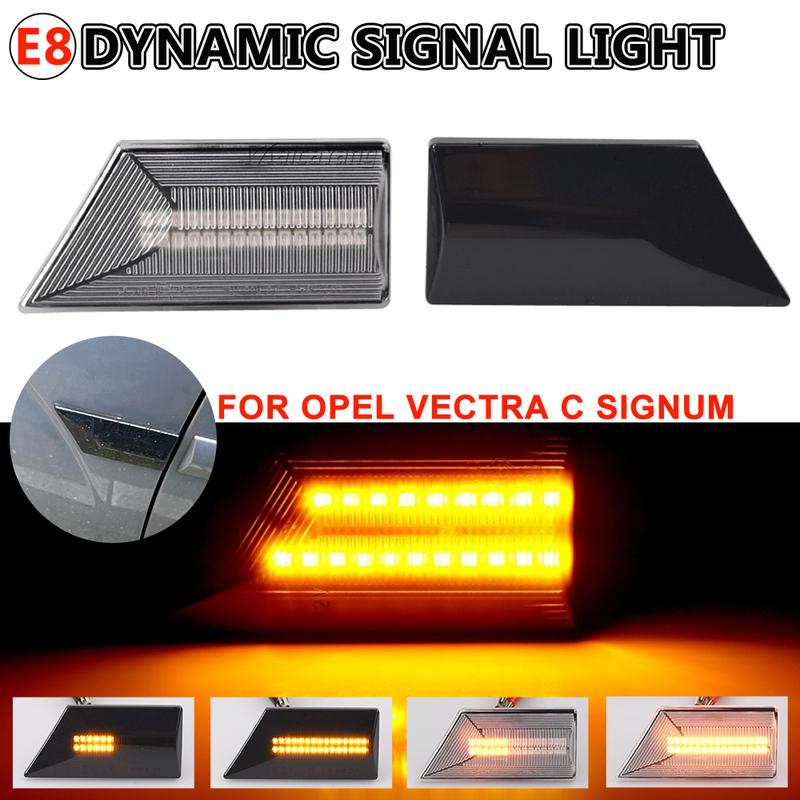 A Pair LED Dynamic Turn Signal Light For Opel Vectra C Signum 2002 2003-2008 Side Marker Fender Light Indicator Lamp 93192381