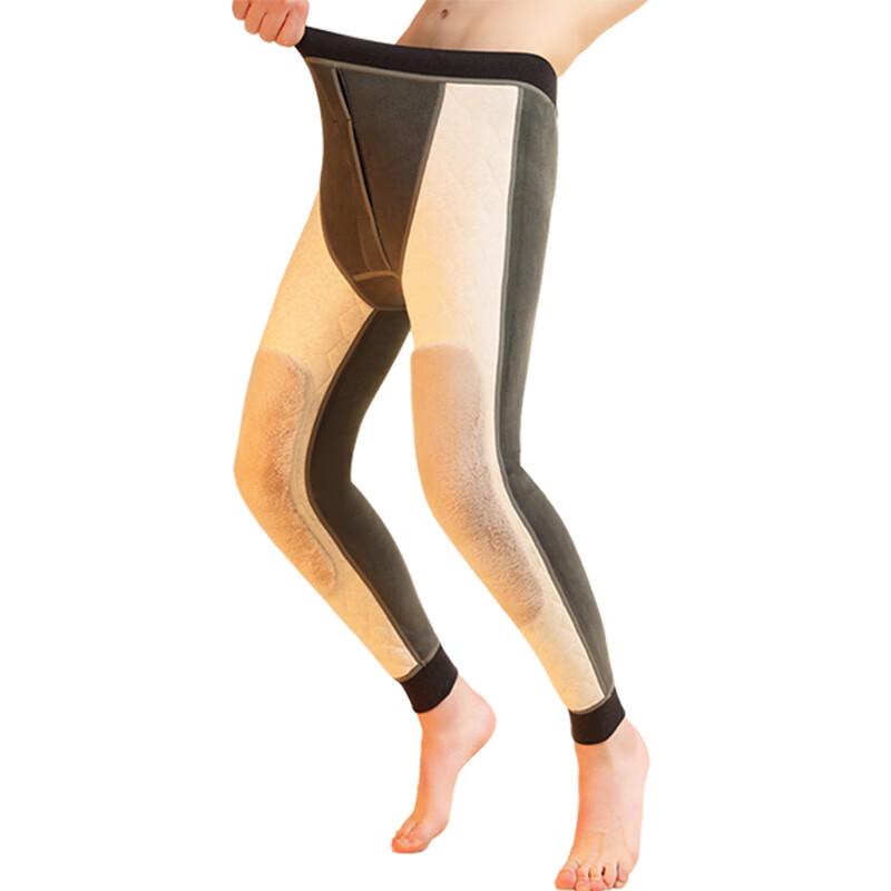 Yi Er Shuang Men's Extra Thick Wool Blend Thermal Pants with Knee Protection
