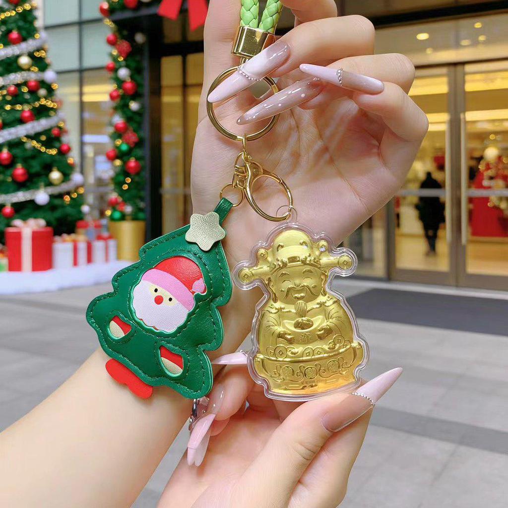 999 Gold Lucky Charm Christmas Apple Keychain - Cute Cartoon New Year Gift