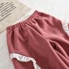 Winter Baby Girls' Cute Lace Lantern Sleeve Fleece Top & Long Pants Korean Style Two-Piece Set