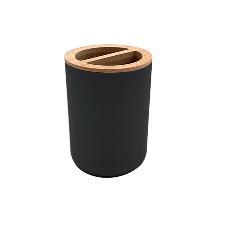 

Полностью бамбуковый держатель для зубных щеток Натурально экологичный для ванной комнаты Антибактериальный стакан для зубных щеток Аксессуары для ванной комнаты чёрный