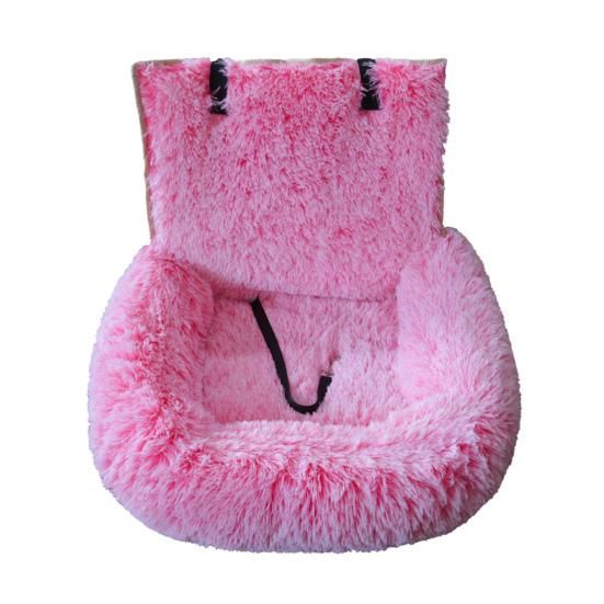 Dog Bed In Car Fluffy Pet Seat with Safety Straps Non-Slip Car Travel Dog Bed Pets Washable Cushion for Home Road Trip Small Large Dogs