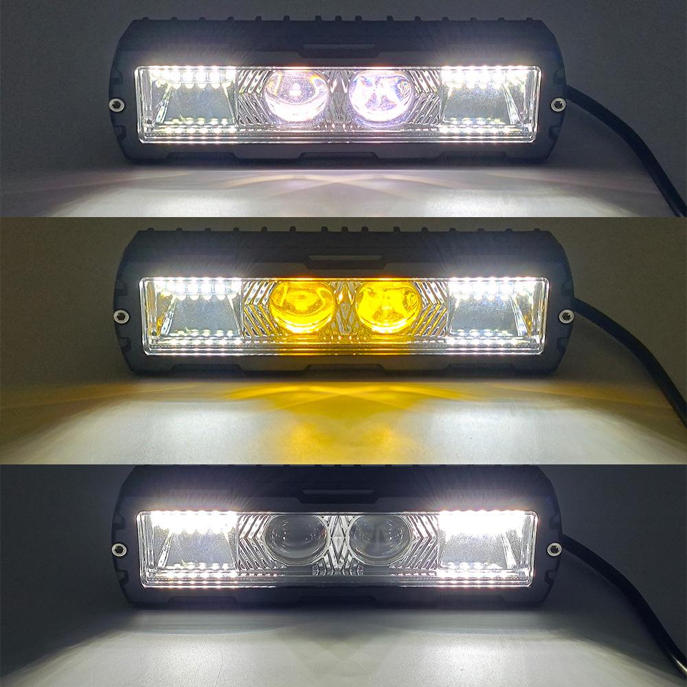 18W Off Road LED Light Bar For Truck White Yellow Dual Color Flashing Work Lamp