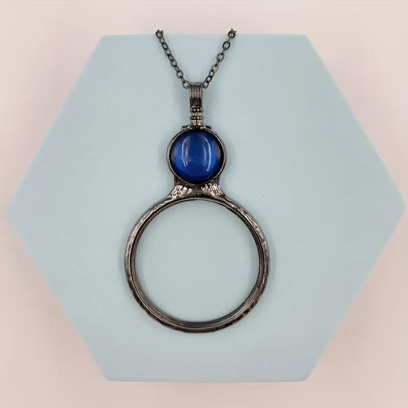 1 Metal Circular Magnifying Glass Pendant Reader Reading Magnifying Glass Pendant Sweater Chain Pendant Lens Pendant Necklace Fashion Mother's Day