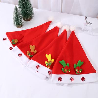 Bonés de Papai Noel de tamanho ajustável para celebração de Natal Chapéu macio e confortável com chifres e suprimentos para festa de floco de neve