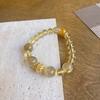 Handmade Natural Citrine Bracelet With Rutilated Quartz Beads 8mm Large Stylish Minimalist Womens Jewelry Gift