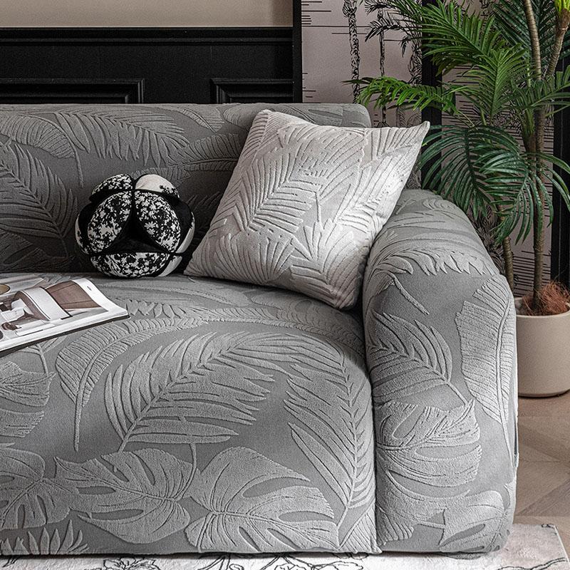 Premium Jacquard Velvet Elastic Sofa Cover All-Inclusive Stretch Couch Slipcover Solid Furniture Protector for Living Room