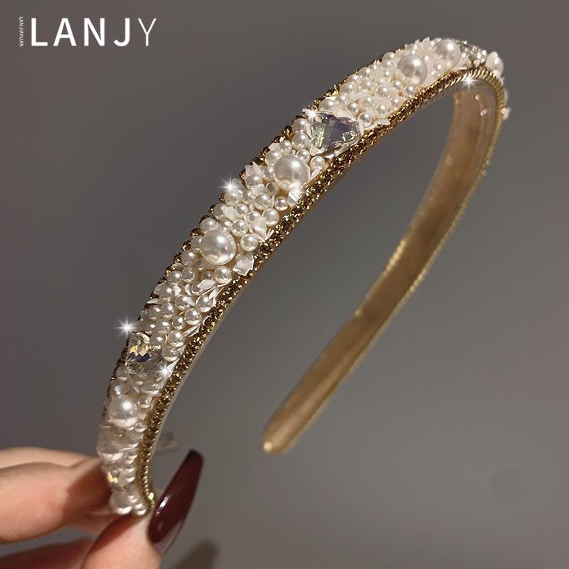 

Hairband for Women Women s Hair Accessories Bands Slim Design with Gear and Anti Slip Hairpin Summer Rhinestone Pearl Headband