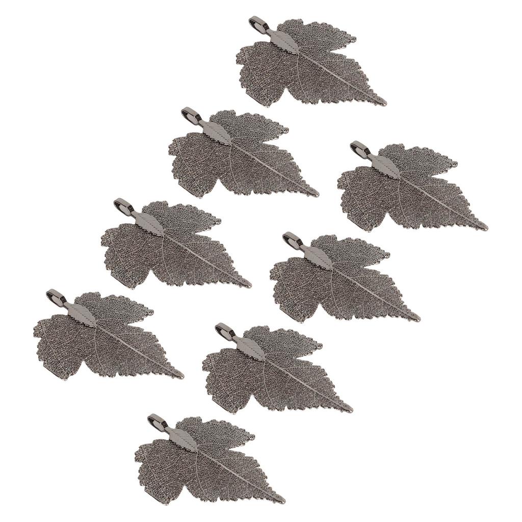 8pcs Maple Leaf Pendant DIY Handcraft Electroplating Leaf Jewelry Pendant for Earrings Necklaces Anklets Silver Black