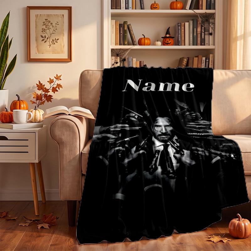 Baba yaga John wick Custom Flannel Blankets Soft Warm Cozy Throws for Home Decor Holiday Gifts