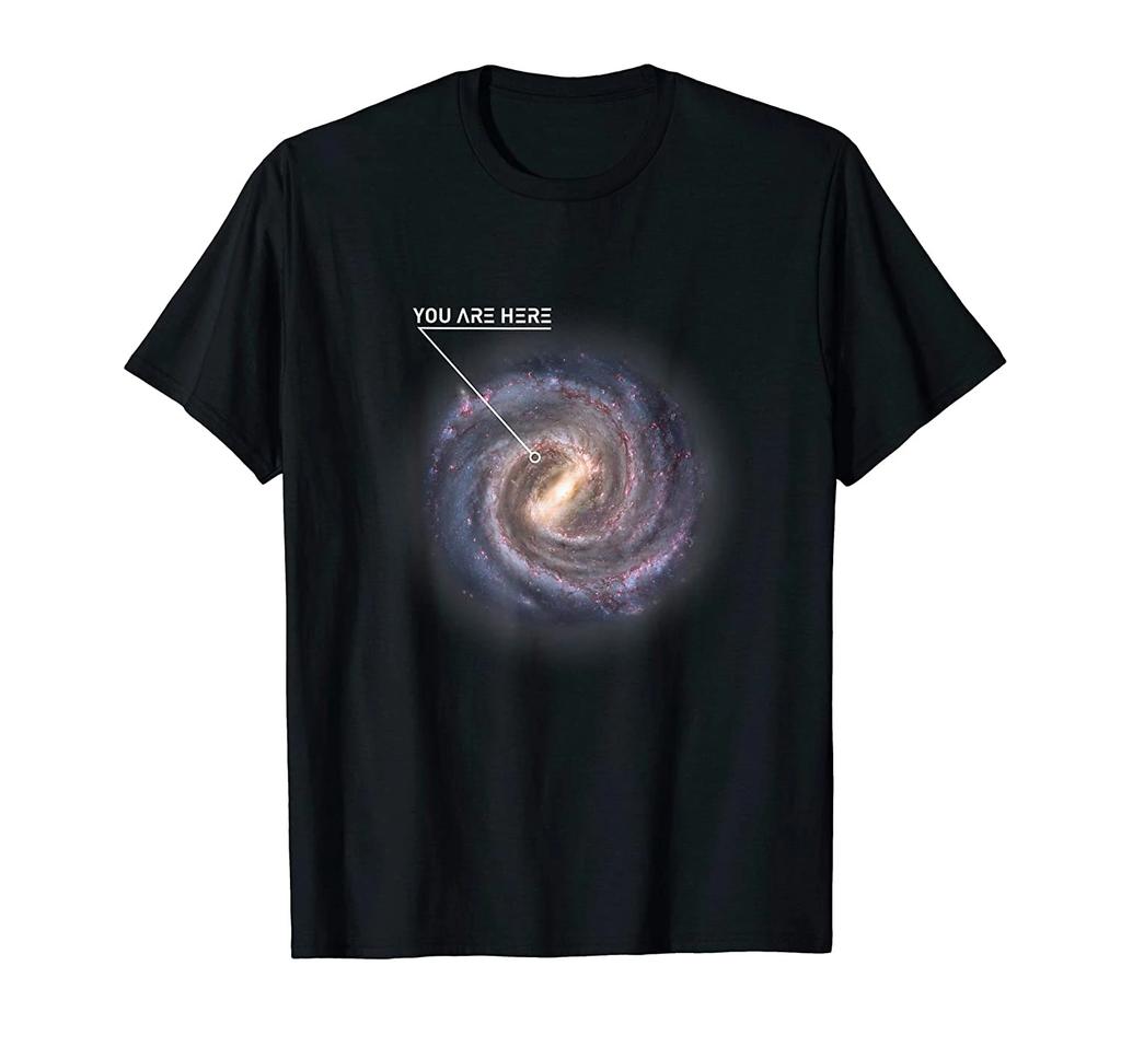 Interesting You Are Here Galaxy Astronomy Galaxy Space Science Fiction T-shirt Men's Graphic T-shirt Street Wear Harajuku Tops