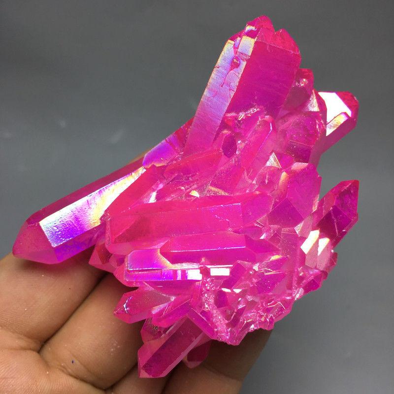 Natural Titanium Druzy Quartz Cluster Crystal Red Geode Gemstone Decor Specimen