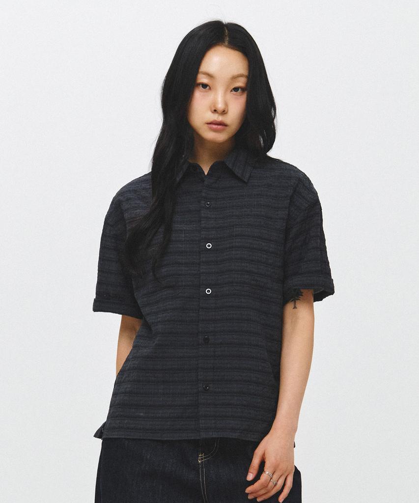 ECORR Crinkle Crop Short Sleeve Shirt_Charcoal