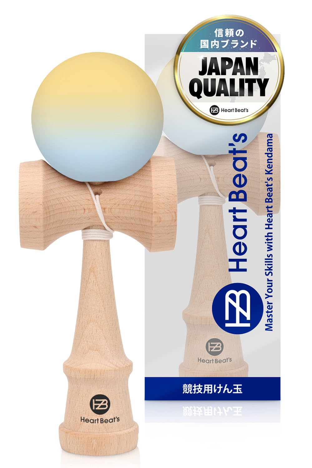 

Modern Pastel Color Kendama for Competition Use: Matte Finish Two-Tone 7-Color Mystical Pastel Orange/Light Blue [Heart Beat s]