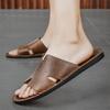 Fashion Fashion Casual Leather Slippers Man Simple Beach Ultra Fiber Leather Shoes Comfortable Walking Sandals Male Outdoor Slides Shoes