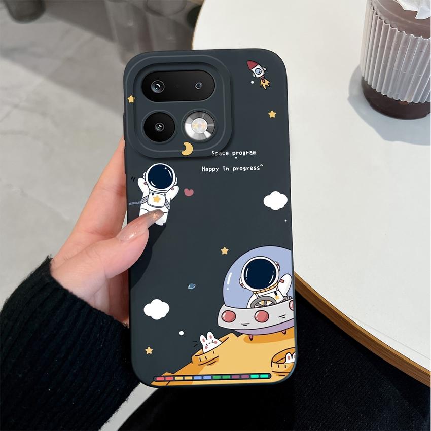 For Oppo Realme 16 15 14 Pro Plus OPPO Reno 15 Pro A6X A83 A79 A78 A96 A95 A94 A93 A92 A91 Phone Case Lovely Astronaut Soft Liquid Silicone Back Cover
