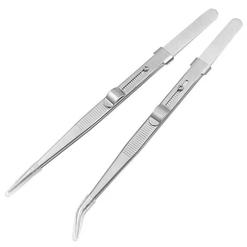 Precisions Jewelry Stainless Steel Tweezers for Gems High Precisions Tweezers Stainless Steel Bending Tip Needle Tweezer