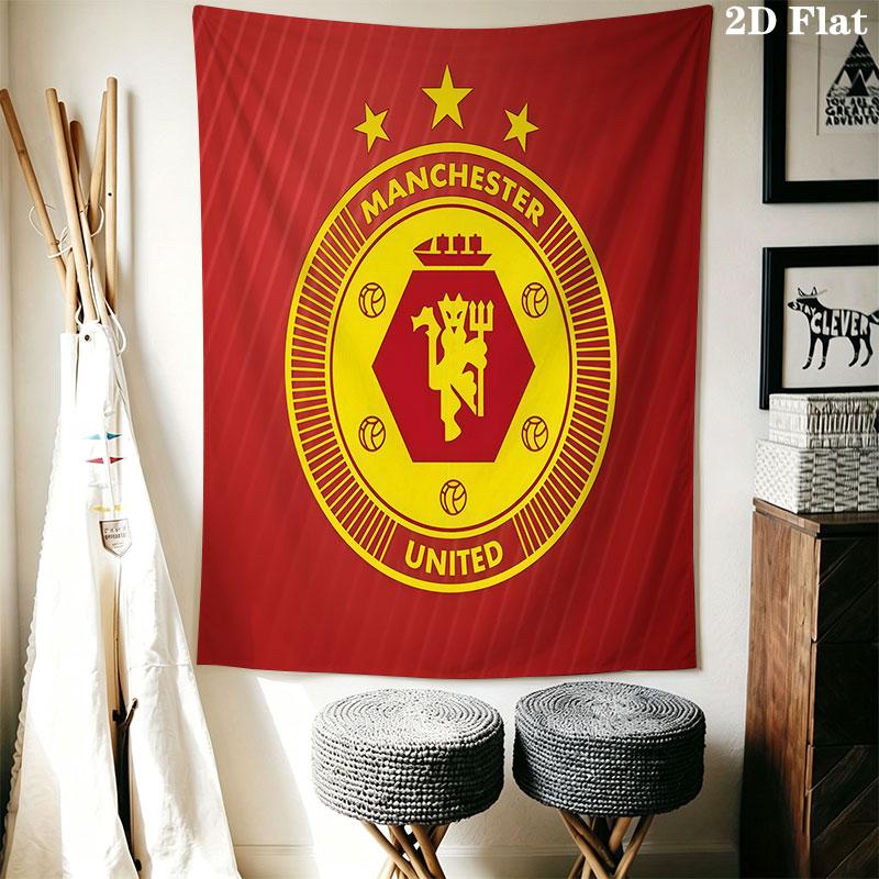 Man Utd H Wall Hanging Printed Fabric Blanket Decorative Tapestries for Bedroom Living Room Home Decor