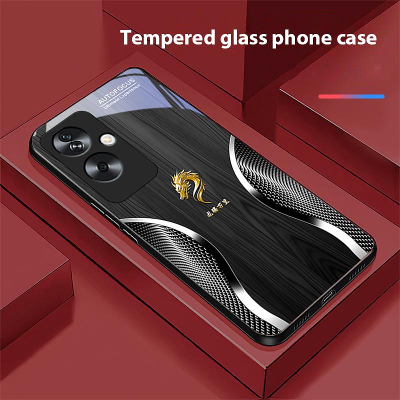 Holz Drache Schwarz Für Oppo A79 5G 58 78 74 60 4G Reno 11F Realme GT 6 11 Note 50 10 C55 X2 Gehärtetes Glas Schwarz Handyhülle