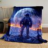 Astronaut On Fiery Moon for All Seasons Blanket Lunch Break Throw Gift