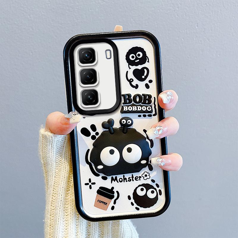 KEYSION Shockproof Case for Infinix Hot 50 4G 5G with Lanyard Soft Silicone Cute 3D Cartoon Doll Phone Cover for Infinix Hot 50 Pro 4G