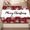 Merry Christmas Plaid Snowflake Rug Soft Crystal Velvet Floor Mat HolidayLiving Room Carpet Festive Home Decoration Winter Theme