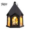Flickering Candle Lights Halloween Pumpkin Lantern, Gothic House Shape LED Light Safe Night Lamps for Children Party, Spooky Table Centerpieces, Home