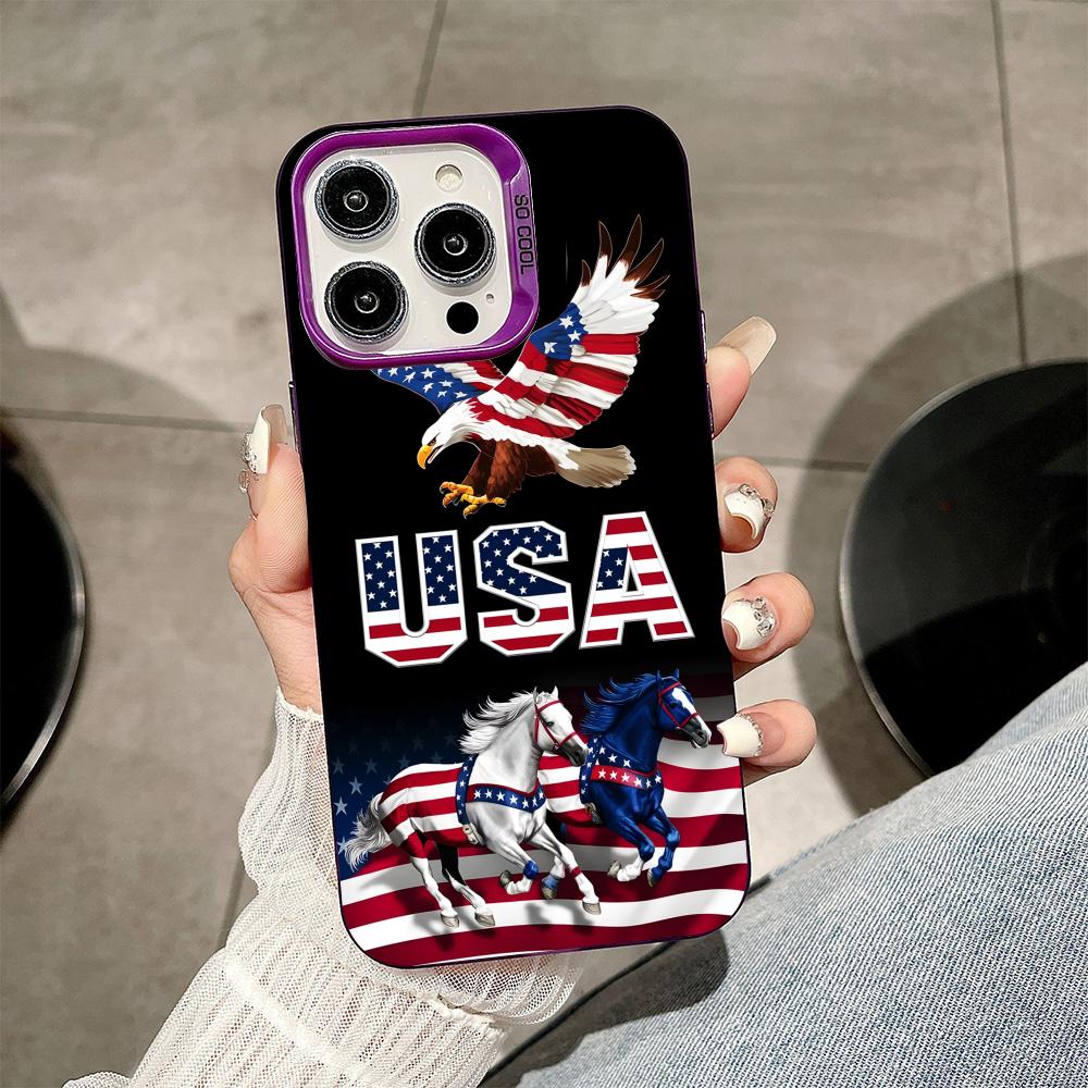 USA America Flag Purple Translucent Mobile Phone Case for iPhone 17 16 15 14 13 12 11 X XR XS Air Pro Max Plus Colorful Cover