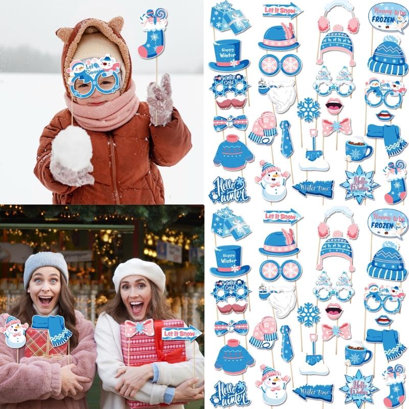 Winterliche Feier Handheld Dekorationen Schneeflocke Weihnachtsbaum Fotoautomat Zubehör