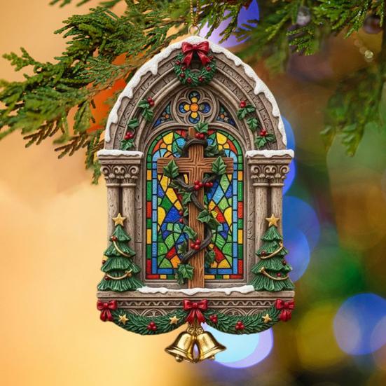 Christmas Jesus Ornaments Religious Acrylic Xmas Tree Hanging Ornaments Christian Keepsake Gift for Home Garden Wall Decor