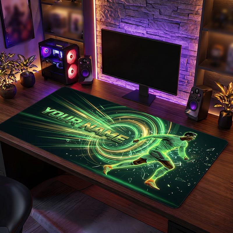 Tappetino Mouse Grande Personalizzato Cristiano Ronaldo, Stampa Testo Nome Personalizzato, Tappetino Scrivania Antiscivolo Logo Calcio Regalo Gaming