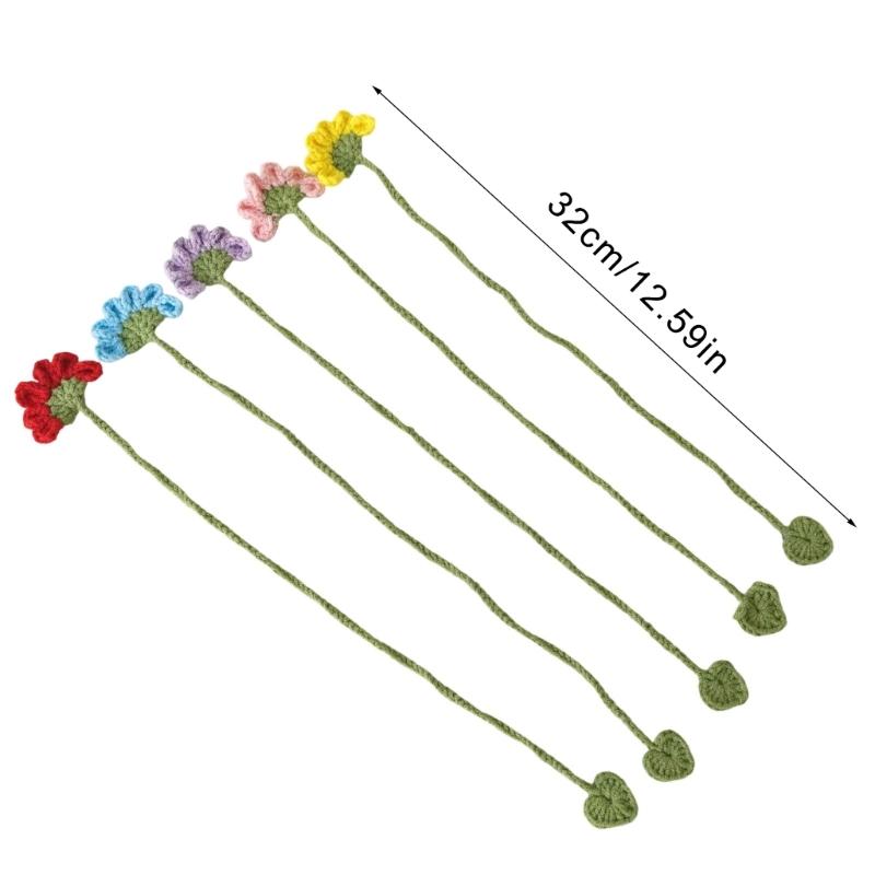5 sztuk Ręcznie robione szydełkowe zakładki do książek Kwiatowy klips do strony książki Dzielnik strony książki dla Dziecka Ucznia Miłośnika książek Akcesoria do czytania