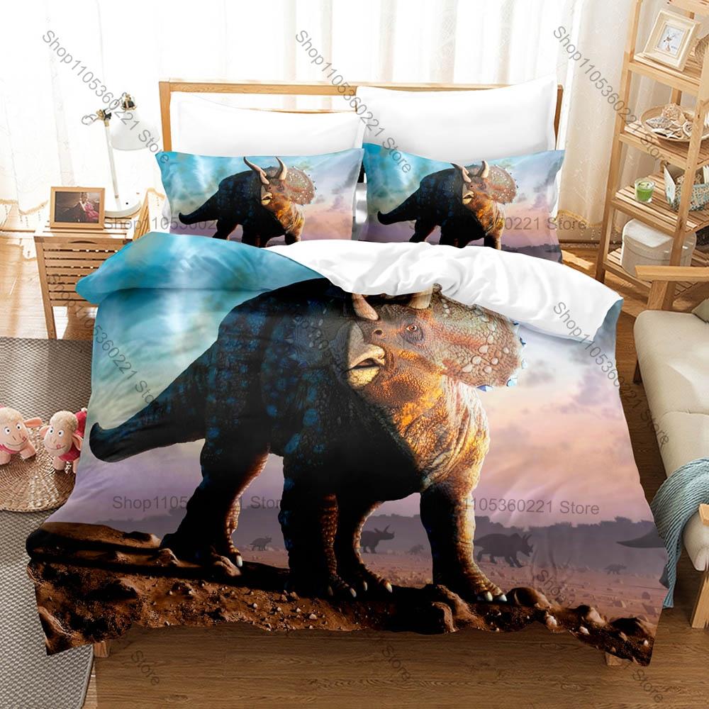 Dinosaur World 3PCS Bedding Set Duvet Cover And Two Pillowcases Microfiber 3D Digital Printed Cartoon Bed Linens Home Decor