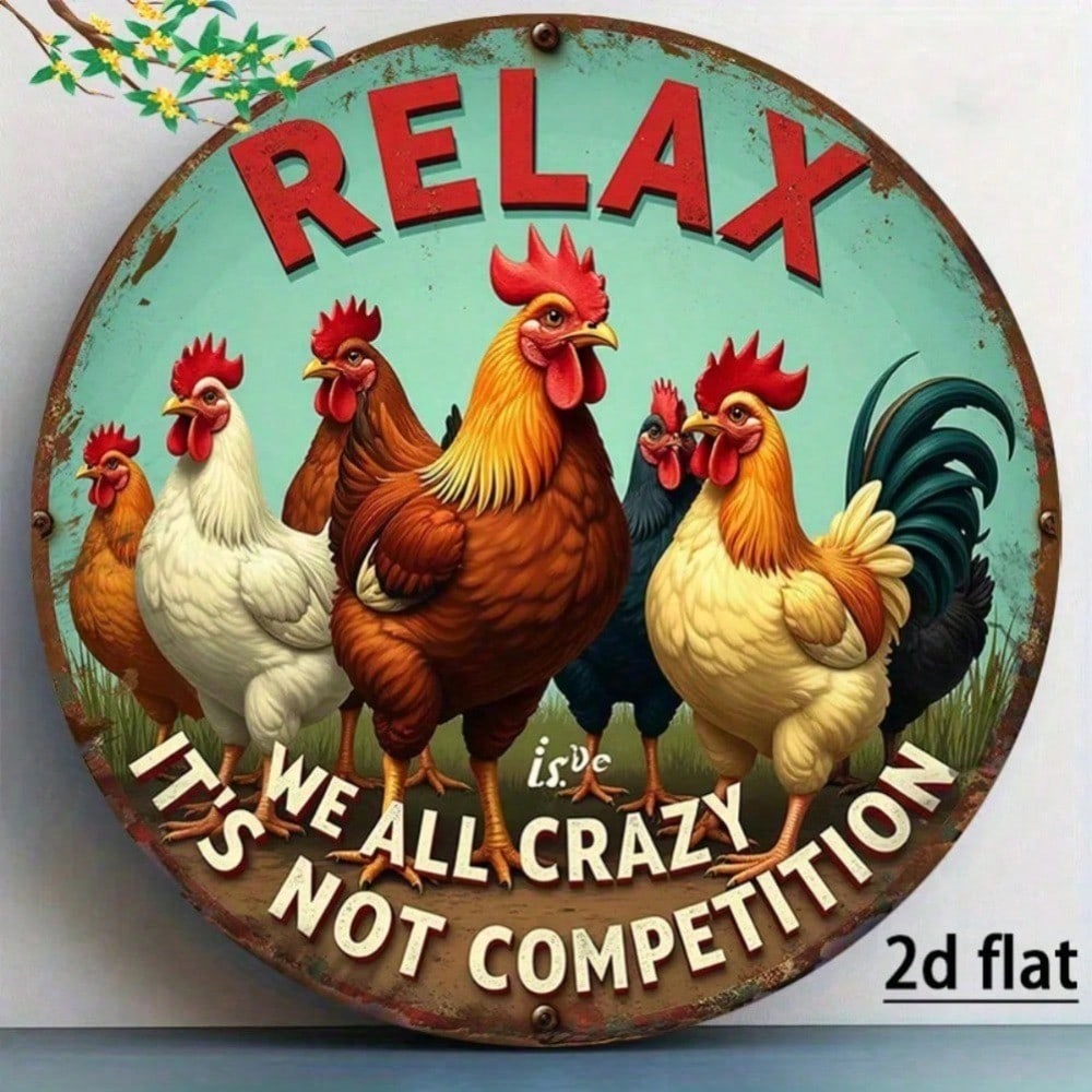 Vintage Chicken Aluminum Wall Art Funny Farmhouse Kitchen Sign Home Decor